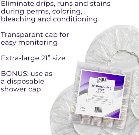 Disposable Processing Caps 21 Inch - 100 Count Bulk Pack - Clear Plastic Hair Treatment Caps for Coloring, Conditioning, Hot Oil - Salon & Home Use - Image 3