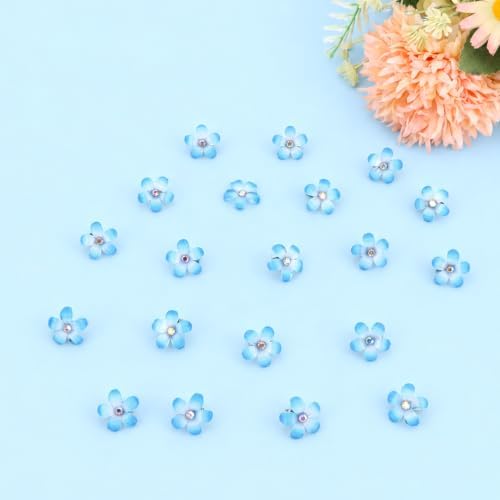 YISSION 20Pcs Mini Ombre Blue Flower Hair Clips Crystal Women Girls Wedding - Image 7
