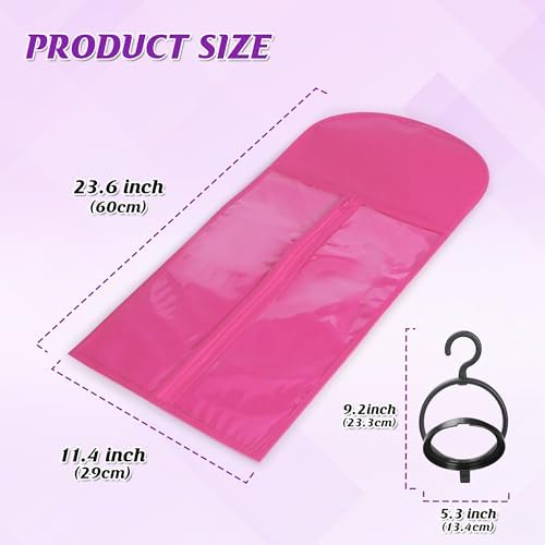 KOLLIEE 2 Pcs Wig Bags Storage with Wig Hanger Dust-proof for Multiple Wigs Hanging Storage Bags Organizer Foldable Easy Carry Suitable for Home Travel Hair Salon Rose - Image 2
