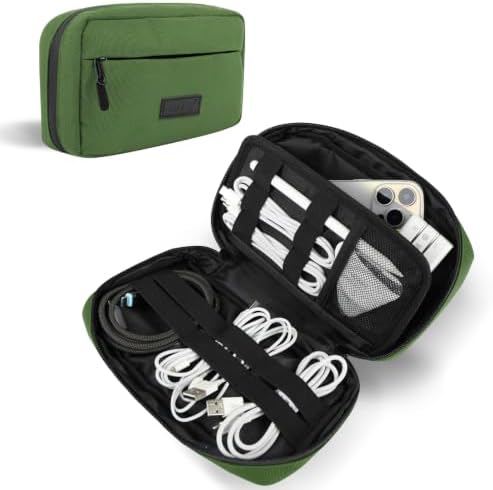 GOX Travel Cable Organizer Bag, Small Tech Pouch for Electronics, Green by GOX