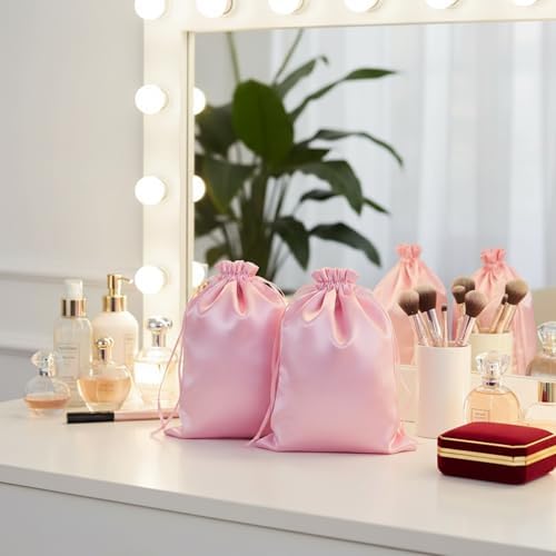 6Pcs Pink Wig Bags with Satin Drawstring - Image 7