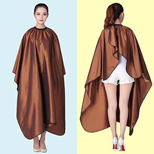 Barber Hair Cutting Cape with Adjustable Neckline 55" x 63" Brown - Image 2