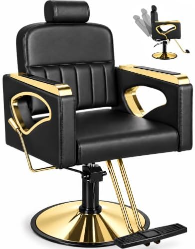 Hydraulic Barber Chair, Reclining Salon Chair, 360° Swivel Styling Chair by GRATIVIAOFFICIAL