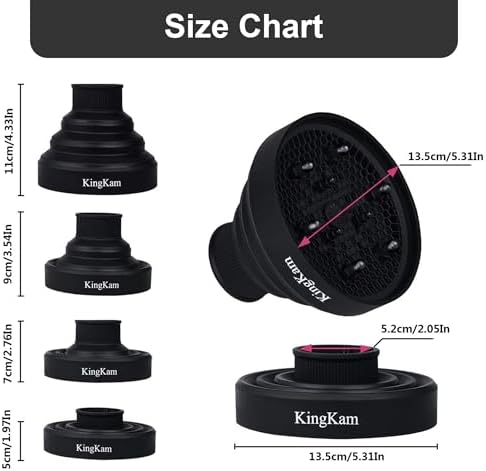 KingKam Collapsible Silicone Hair Diffuser, Fit 1.575-1.968 inch Nozzle - Image 5