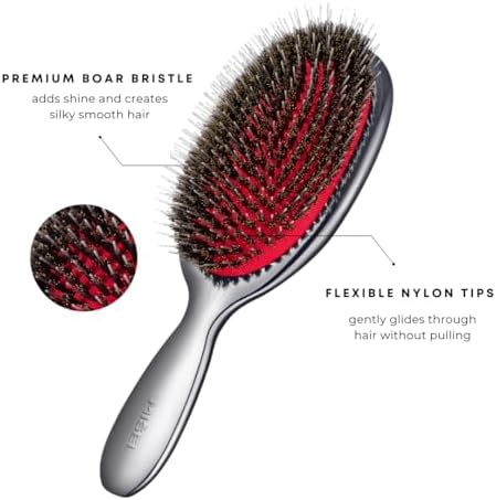MISEL Professional Boar Bristle Hair Brush - Detangles All Types & Extensions | Reduces Breakage - Great for Wavy & Straight | Salon-Approved - Large - Image 2