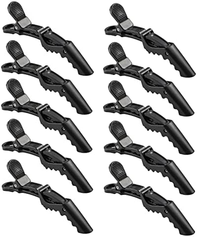10pcs/set Multicolor Croc Clips Transparent Plastic Hairdresser Clip Hair Styling Sectioning Barrettes Professional Non Slip Alligator Clip Salon DIY Accessories Hairpins (10pcs-Black-1) by Liasun