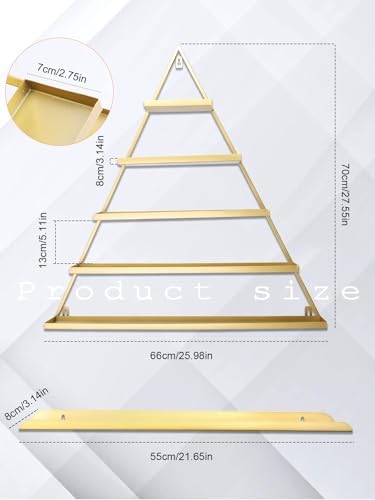 EBANKU 6PCS Nail Polish Racks 5 Tiers Nail Polish Shelf for Wall Triangular Display Rack Cosmetic Display Cases Lipstick Perfume Wall Shelf Essential Oil Organizers for Home Spa Nail Salon Shop(Gold) - Image 3