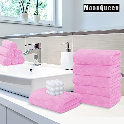 MOONQUEEN 6 Pack Premium Hand Towels - Quick Drying - Microfiber Coral Velvet Highly Absorbent Towels - Multipurpose Use as Hotel, Bathroom, Shower, Spa, Hand Towel 16 x 28 inches (Frozen Berry) - Image 2