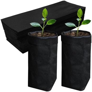 Belit 50 Pcs 10.2" H Deep Nursery Grow Bags, Non-Woven Plants Pots Container for Starting Rooted Plants Vegetable, Flower, Seedling Tree, Black by Belit