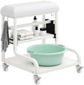 Adjustable Pedicure Foot Rest with PU Cushion, Mobile Cart & Storage by HolaiNail