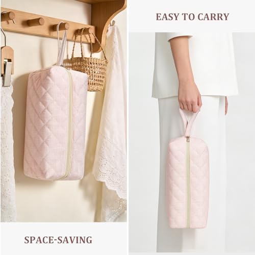 Travel Hair Tool Bag Compatible with Dyson Airwrap Carrying Case, Gingham Portable Hair Dryer Bag Organizer (Pink Gingham) - Image 5