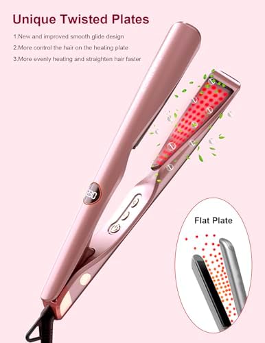 LANDOT 2 in 1 Hair Straightener and Curler, Twist Flat Iron Dual Voltage 1" - Image 2