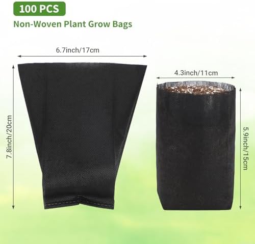 GREANER Nursery Bags for Plants, 100 PCS 6.7x7.8 Inch Seedling Bags, Non-Woven Fabric Seedlings Grow Bag, Deep Nursery Grow Bags for Indoor Outdoor Home Garden Greenhouse Supplies - Image 2