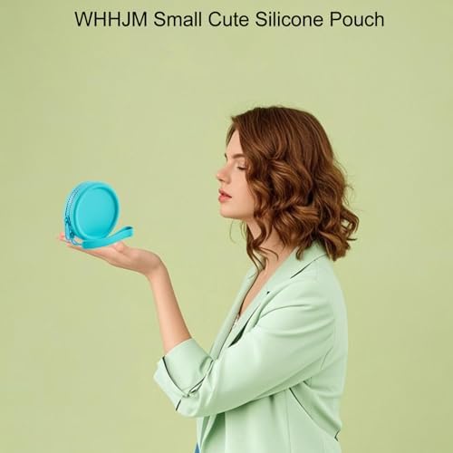 Small Silicone Makeup Bag for Women Round Purse Essentials Portable Cosmetic Accessories Organizer Small Travel Kit Storage Pouch (Blue) - Image 4
