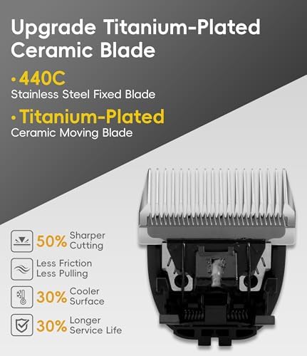 4FC Pet Clipper Replacement Blade for P60 & P300, Detachable 440C Stainless Steel Fixed Blade & Titanium-Plated Ceramic Moving Blade, 9.6mm (3/8") - Image 2