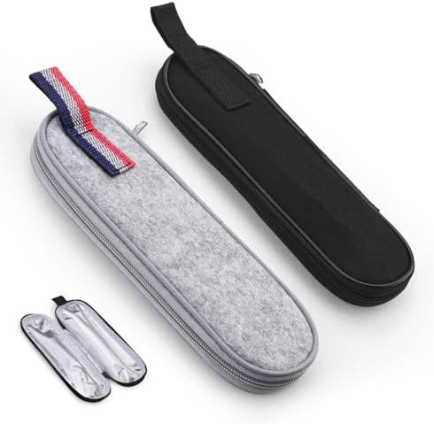 2 Pack Utensil Travel Case Carrying Bag, Felt Cutlery Utensil Pouch Zipper Flatware Holder Portable Silverware Storage Sleeve for Chopsticks Straw Spoon Knife Fork by Sekonow