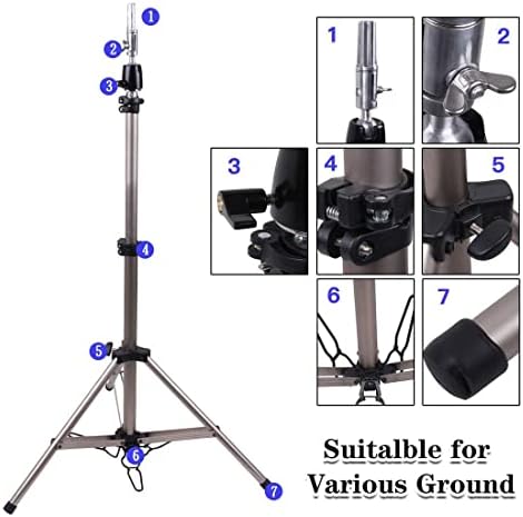 68 Inch Adjustable Mannequin Head Stand Aluminum of Tripod Silver Manikin Head Stand with Travel Bag for Cosmetologist, Hairstylist, Barber - Image 3