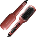 MEGAWISE Ceramic Ionic Hair Straightener Brush, Dual Voltage, Red by MEGAWISE