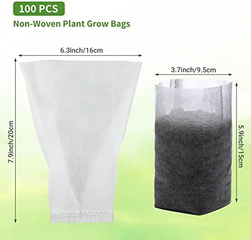 GREANER Biodegradable Seed Nursery Bags - 6.6x7.8 inches, 100PCS Non-Woven Plants Grow Bags for Vegetables, Fabric Seedling Pots Plants Pouch for Flower Fruit Tree, Garden Agricultural Supply - Image 3