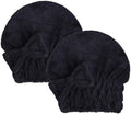 HOPESHINE Microfiber Hair Towel Cap for Women Wet Short or Long Curly Hair Super Absorbent Quick Dry Turbans for Girls Anti Frizz (2, BlackX2) by HOPESHINE