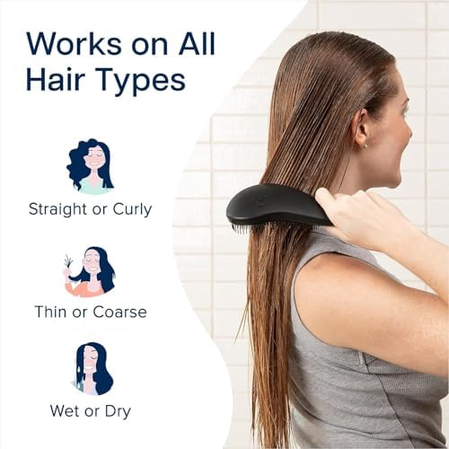 Crave Naturals Biggie Glide Thru Hair Brush - Detangler Brush for Curly, Straight, Wet or Dry Hair - Gentle Detangling Brushes for Adults, Kids, Toddlers - Hair Accessories for Women, 8.4x3.4" - Black - Image 4