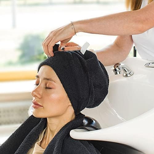 Orighty Salon Towels, 12 Pack Black Microfiber Hair Towel (16 x 29 Inch) - Image 4