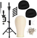 Wig Head, Wig Stand with Mannequin Head for Wig Making, Cork Canvas Block Head with Wig Caps, Canvas Mannequin Head with Stand and T Pins Set for Hair Styling Practice Display by Unknown