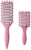 Curl Defining Brush for Curly Hair, Vented Detangling Hair Brush for Wet and Dry Styling, Curved Brush for Shaping and Smoothing Curl Clumps, Lightweight Hair Brush (2Pcs Pink) by Yingbtr