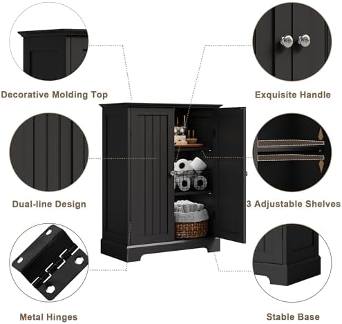 ChooChoo Bathroom Floor Cabinet with 2 Doors and Adjustable Shelves - Image 4