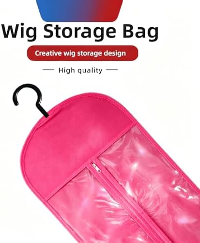 6PCS Wig Storage Bags with Hanger for Multiple Wigs,Wig Bag with Hook Storage,Breathable and Easy Carry Home Hair Salon Travel Use (Hot Pink) - Image 2