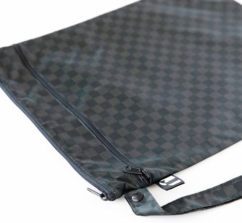 Bumkins Roamio Waterproof Wet Dry Bag for Baby, Travel, Swim Suit, Cloth Diapers, Pump Parts, Pool, Beach, Gym Clothes, Toiletry, Hook to Stroller, Daycare, Zipper Reusable Wetdry Packing, Black Check - Image 6