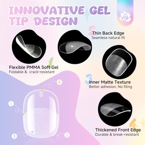 UNA GELLA Extra Short Square Kids Nail Tips 216Pcs Squoval Press On Nails - Image 3