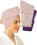 Textila 100% Cotton Hair Wrap Towels for Women (Pack of 2, Plum & Pink) – Soft & Absorbent Turban Towels for Long, Curly, Frizz-Prone Hair by TEXTILA