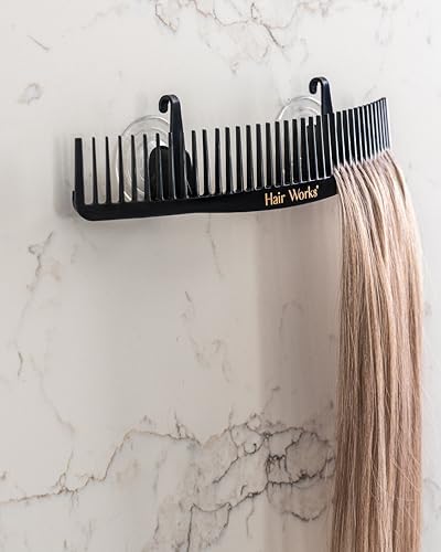 Hair Works ULTRA Hair Extension Holder - Professionally Designed to Hold Extra Wide Wefts including Halos, Hand Tied, Beaded Wefts and Full Bundles While You Wash, Color, Style & Store (Black) - Image 4