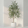 Daifunli 5ft Artificial Ficus Tree Faux Realistic Plants with Silk Leaves and Texture Trunks Fake Ficus Tree for Home Decor Indoor Office Living Room Porch Outdoor Housewarming Gift by Huiinen