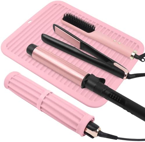 Silicone Heat Resistant Mat for Hair Tools, Oversize, Pink by WRORUNER