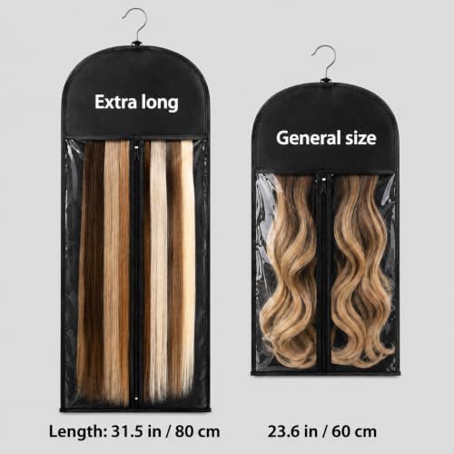 Pack Extra Long Hair Extension Holder Wig Storage Bag with Hanger Hairpieces Ponytail Bundles Storage - Image 5