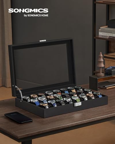 SONGMICS 24-Slot Watch Box, Watch Organizer with Glass Lid - Image 2