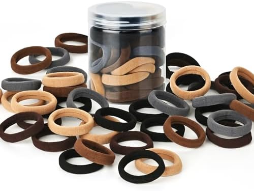 50PCS Hair Ties for Thick Hair, Seamless Cotton Ponytail Holders - Image 5