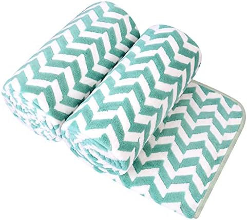 JML Microfiber Bath Towels, 2 Pack, 30" x 60", Chevron Green by JML