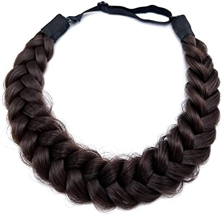 Synthetic Hair Braided Headband Classic Wide Strands Wedding Disorderly Fluffy Braids Wig Band Women Beauty Accessory - Image 3