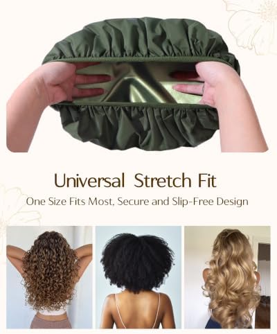Yanibest Frizz Free Satin Lined Shower Cap with Soft Elastic Band - Image 5