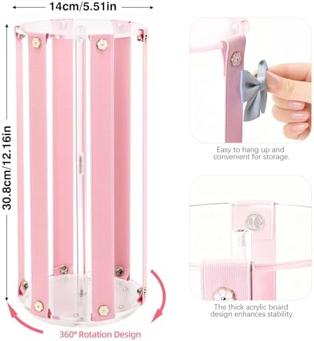 Rotating Bow Organizer for Girls - Spinning Large Capacity Hair Bow Holder with Cute Design, Effortless Hair Clip Organizer for Home Dresser, Essential Storage Solution for Girls - Image 3
