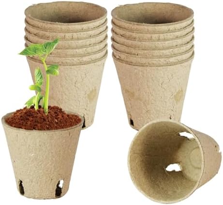 12 Pcs Peat Pots, Biodegradable Pots for Seedlings with Drain Holes, Garden Plant Nursery Pots for Plants, Vegetables,Fruits and Herb (12) by Unknown
