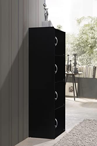 HODEDAH IMPORT 4-Shelf Bookcase Cabinet, Black - Image 4