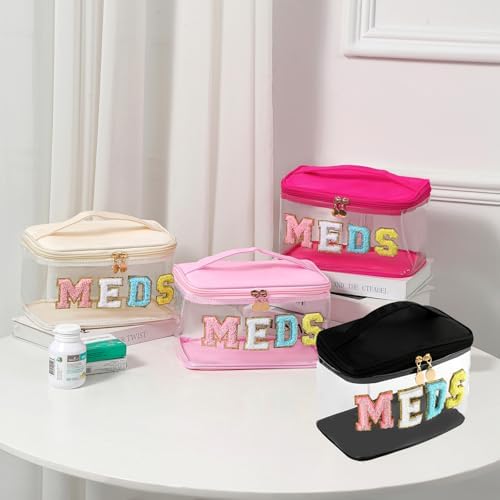uekeboag Chenille Letter MEDS Clear Medicine Makeup Bag(04Black) - Image 6