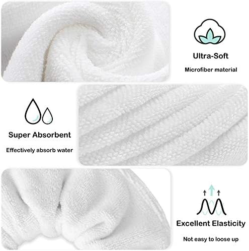 IVARYSS Super Towel Scrunchies for Drying Hair, Absorbent and Soft Microfiber for Frizz Free, Large Thick Ponytail Holder Wet Hair Accessories for Women and Girls, 4 PCS (White Grey) - Image 3