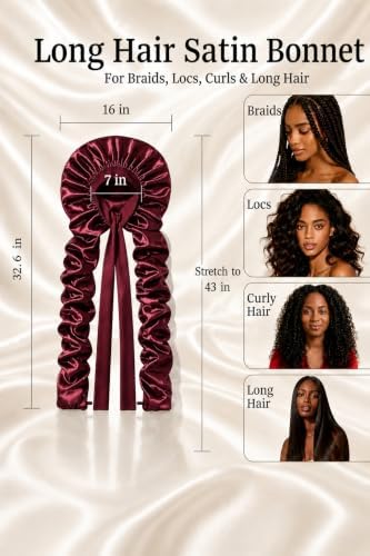 Double Layer Slik Like Satin Bonnet, 33-43" XXL Bonnet for Braids Long Hair - Image 4
