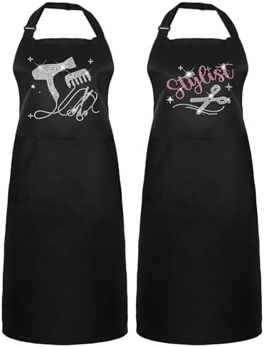 Auidy 6TXD 2pcs Hair Stylist Apron, Hairdresser Barber Apron with 3 Pockets by EnjoyYourLife