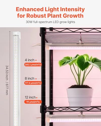 VEVOR Plant Shelf with Grow Light, 6-Tier Indoor Plant Stand, 71in Tall Indoor Plants Display Rack with Wheels & Timer, 150W 3800K Full Spectrum Grow Lights, Metal Flower Pot Holder for Seed Starting - Image 3